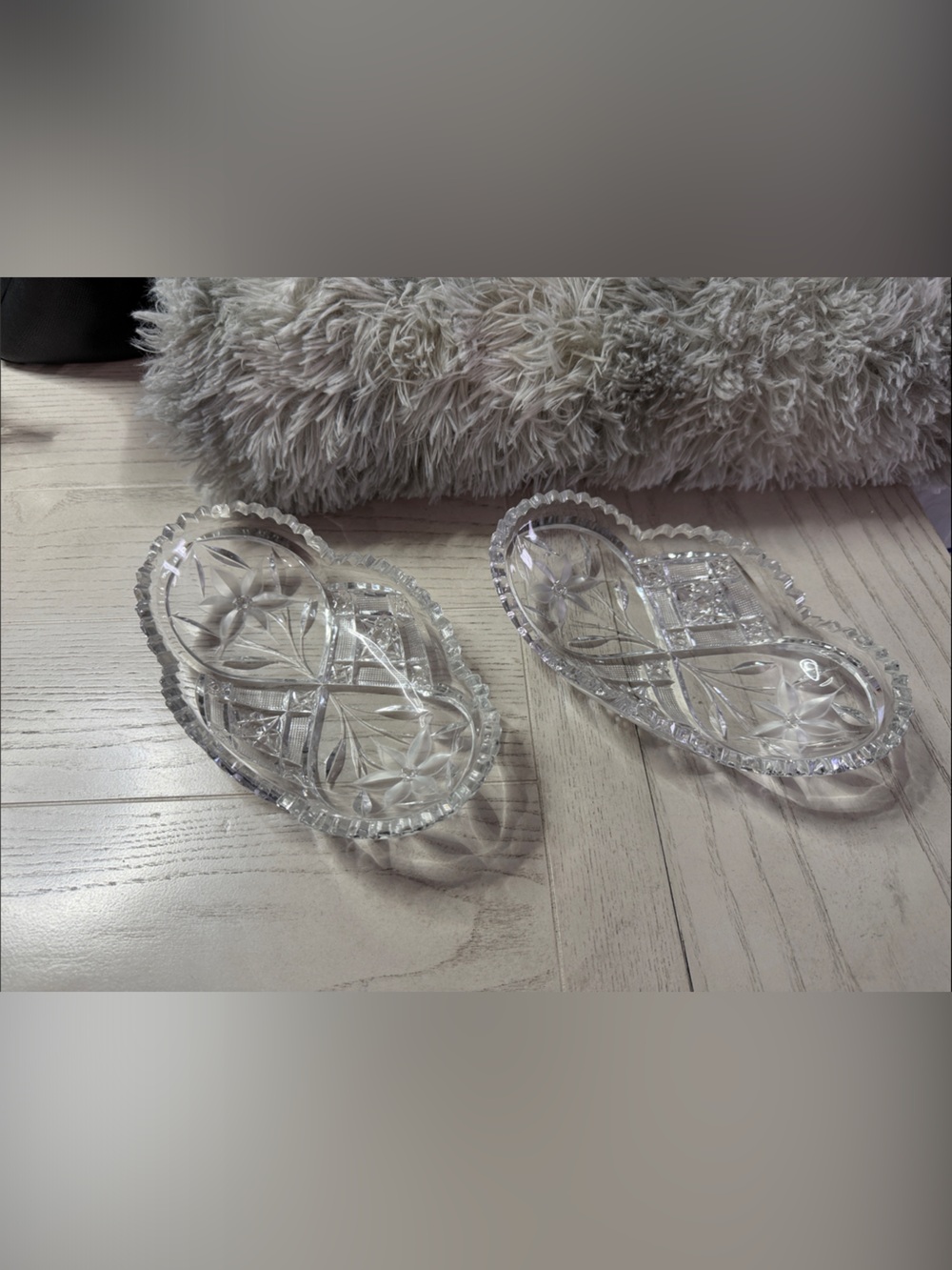 Cut Crystal Double Oval Serving Dishes - Clear